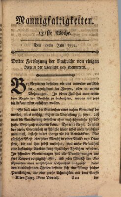 Mannigfaltigkeiten (Neueste Mannigfaltigkeiten) Samstag 18. Juli 1772