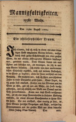 Mannigfaltigkeiten (Neueste Mannigfaltigkeiten) Samstag 15. August 1772