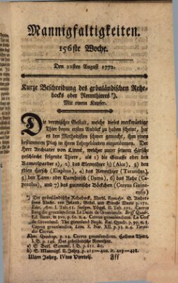 Mannigfaltigkeiten (Neueste Mannigfaltigkeiten) Samstag 22. August 1772