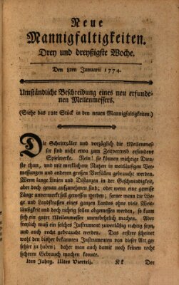 Neue Mannigfaltigkeiten (Neueste Mannigfaltigkeiten) Samstag 8. Januar 1774