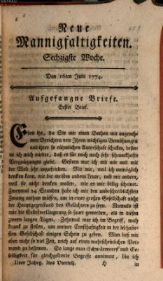 Neue Mannigfaltigkeiten (Neueste Mannigfaltigkeiten) Samstag 16. Juli 1774