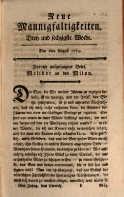 Neue Mannigfaltigkeiten (Neueste Mannigfaltigkeiten) Samstag 6. August 1774