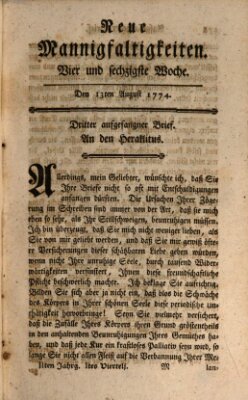 Neue Mannigfaltigkeiten (Neueste Mannigfaltigkeiten) Samstag 13. August 1774