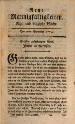 Neue Mannigfaltigkeiten (Neueste Mannigfaltigkeiten) Samstag 10. September 1774