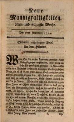 Neue Mannigfaltigkeiten (Neueste Mannigfaltigkeiten) Samstag 17. September 1774