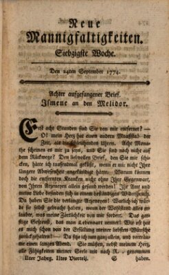 Neue Mannigfaltigkeiten (Neueste Mannigfaltigkeiten) Samstag 24. September 1774