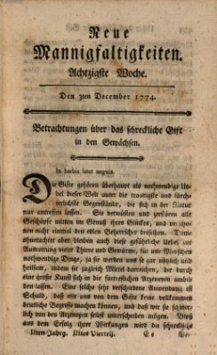 Neue Mannigfaltigkeiten (Neueste Mannigfaltigkeiten) Samstag 3. Dezember 1774