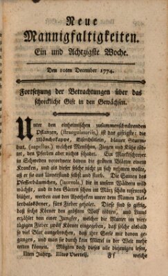 Neue Mannigfaltigkeiten (Neueste Mannigfaltigkeiten) Samstag 10. Dezember 1774