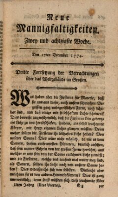 Neue Mannigfaltigkeiten (Neueste Mannigfaltigkeiten) Samstag 17. Dezember 1774