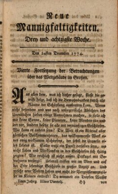 Neue Mannigfaltigkeiten (Neueste Mannigfaltigkeiten) Samstag 24. Dezember 1774