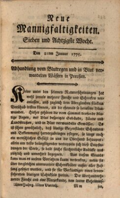 Neue Mannigfaltigkeiten (Neueste Mannigfaltigkeiten) Samstag 21. Januar 1775