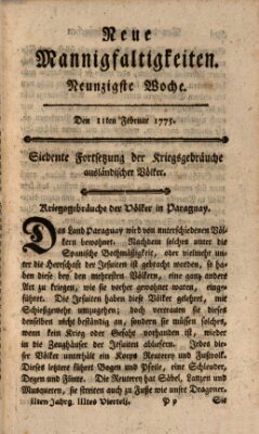 Neue Mannigfaltigkeiten (Neueste Mannigfaltigkeiten) Samstag 11. Februar 1775