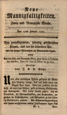 Neue Mannigfaltigkeiten (Neueste Mannigfaltigkeiten) Samstag 25. Februar 1775