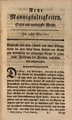 Neue Mannigfaltigkeiten (Neueste Mannigfaltigkeiten) Samstag 25. März 1775