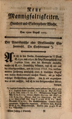 Neue Mannigfaltigkeiten (Neueste Mannigfaltigkeiten) Samstag 19. August 1775