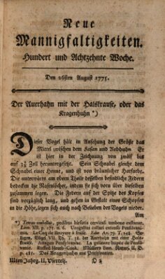 Neue Mannigfaltigkeiten (Neueste Mannigfaltigkeiten) Samstag 26. August 1775