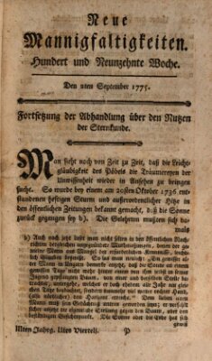 Neue Mannigfaltigkeiten (Neueste Mannigfaltigkeiten) Samstag 2. September 1775