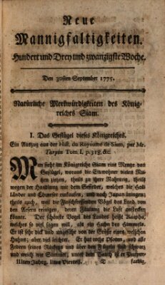 Neue Mannigfaltigkeiten (Neueste Mannigfaltigkeiten) Samstag 30. September 1775