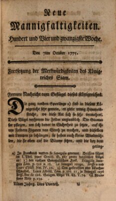 Neue Mannigfaltigkeiten (Neueste Mannigfaltigkeiten) Samstag 7. Oktober 1775