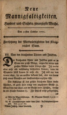 Neue Mannigfaltigkeiten (Neueste Mannigfaltigkeiten) Samstag 21. Oktober 1775