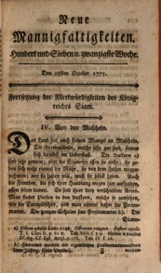 Neue Mannigfaltigkeiten (Neueste Mannigfaltigkeiten) Samstag 28. Oktober 1775