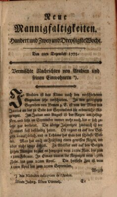 Neue Mannigfaltigkeiten (Neueste Mannigfaltigkeiten) Samstag 2. Dezember 1775