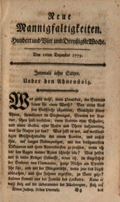 Neue Mannigfaltigkeiten (Neueste Mannigfaltigkeiten) Samstag 16. Dezember 1775