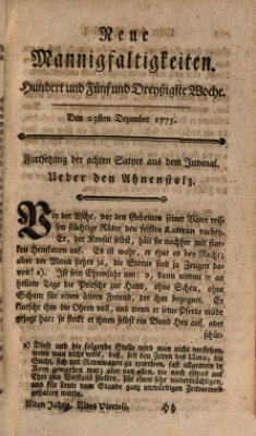 Neue Mannigfaltigkeiten (Neueste Mannigfaltigkeiten) Samstag 23. Dezember 1775