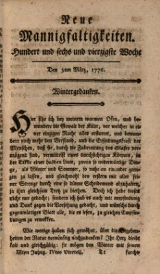 Neue Mannigfaltigkeiten (Neueste Mannigfaltigkeiten) Samstag 9. März 1776