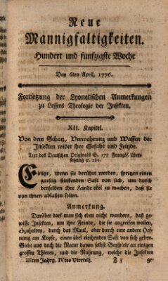 Neue Mannigfaltigkeiten (Neueste Mannigfaltigkeiten) Samstag 6. April 1776