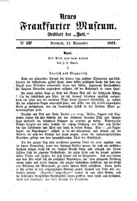 Neues Frankfurter Museum Mittwoch 11. September 1861