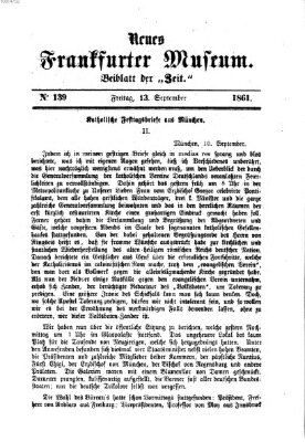 Neues Frankfurter Museum Freitag 13. September 1861