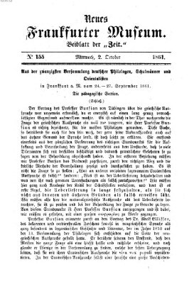 Neues Frankfurter Museum Mittwoch 2. Oktober 1861