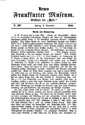 Neues Frankfurter Museum Freitag 8. November 1861