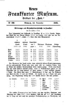 Neues Frankfurter Museum Mittwoch 13. November 1861