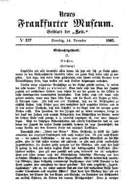 Neues Frankfurter Museum Samstag 14. Dezember 1861