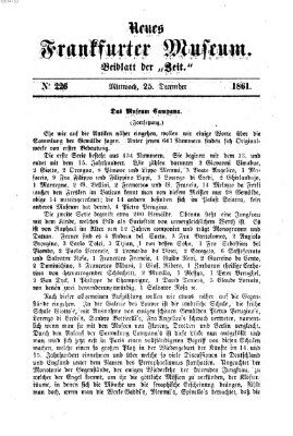 Neues Frankfurter Museum Mittwoch 25. Dezember 1861