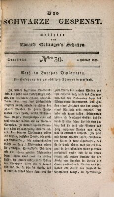 Das schwarze Gespenst Donnerstag 4. Februar 1830