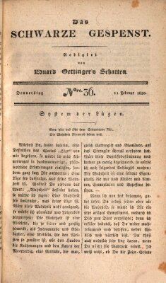 Das schwarze Gespenst Donnerstag 11. Februar 1830