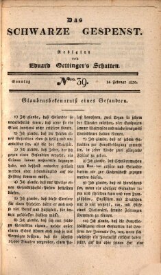 Das schwarze Gespenst Sonntag 14. Februar 1830