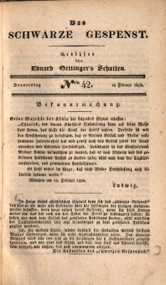 Das schwarze Gespenst Donnerstag 18. Februar 1830