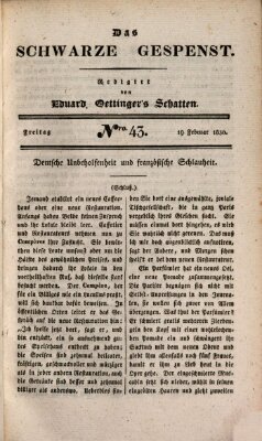 Das schwarze Gespenst Freitag 19. Februar 1830