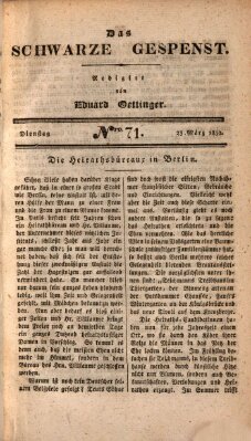 Das schwarze Gespenst Dienstag 23. März 1830