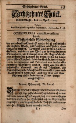 Der Patriot Donnerstag 20. April 1724