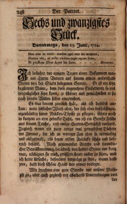 Der Patriot Donnerstag 29. Juni 1724