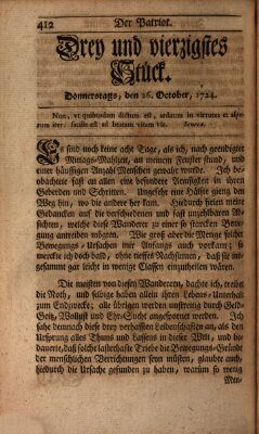 Der Patriot Donnerstag 26. Oktober 1724