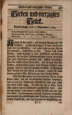 Der Patriot Donnerstag 23. November 1724