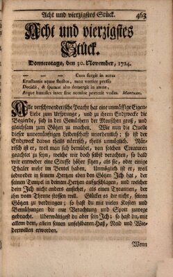 Der Patriot Donnerstag 30. November 1724