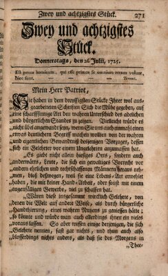 Der Patriot Donnerstag 26. Juli 1725