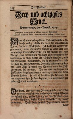 Der Patriot Donnerstag 2. August 1725